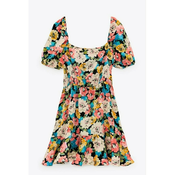 ZARA // silky floral flounce dress - Picture 9 of 14